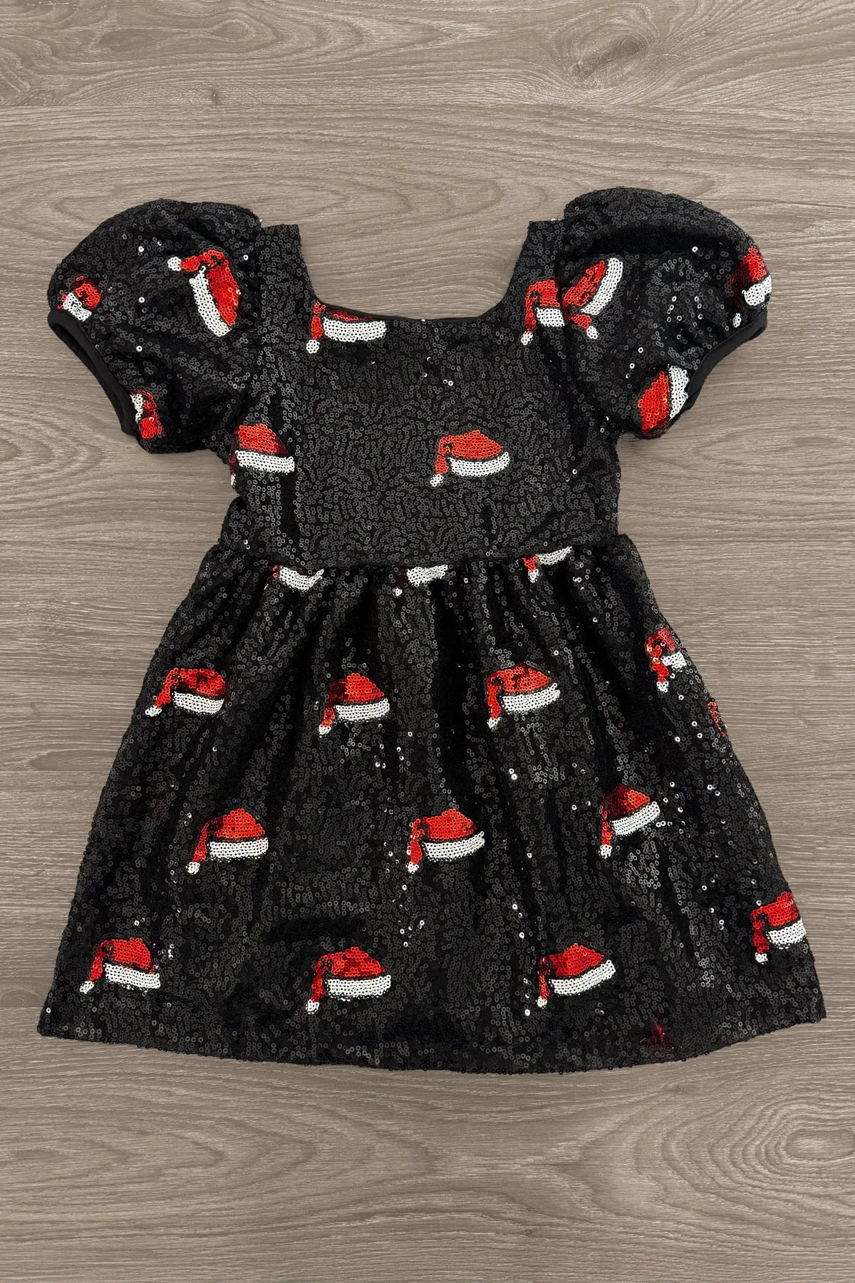 Black Sequin Santa Hat Dress