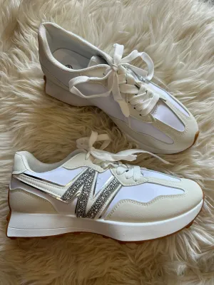 Bling Silver Flash Trainer - White