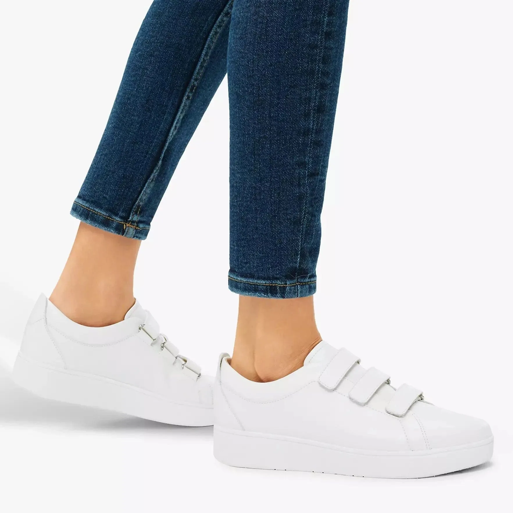 FitFlop Rally Strap Leather Trainers, Urban White