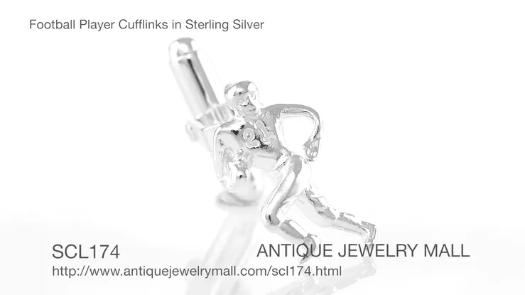 Football Player Cufflinks in Sterling Silver