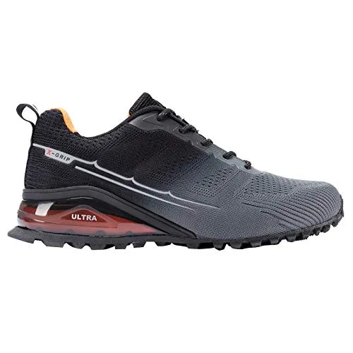 Kricely Men's Trail Running Shoes Casual Fashion Sneakers for Men Tennis Cross Training Shoe Outdoor Non-Slip Walking Footwear Grey