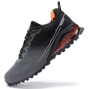 Kricely Men's Trail Running Shoes Casual Fashion Sneakers for Men Tennis Cross Training Shoe Outdoor Non-Slip Walking Footwear Grey