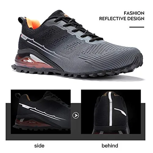 Kricely Men's Trail Running Shoes Casual Fashion Sneakers for Men Tennis Cross Training Shoe Outdoor Non-Slip Walking Footwear Grey