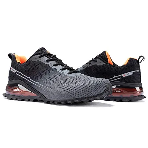 Kricely Men's Trail Running Shoes Casual Fashion Sneakers for Men Tennis Cross Training Shoe Outdoor Non-Slip Walking Footwear Grey