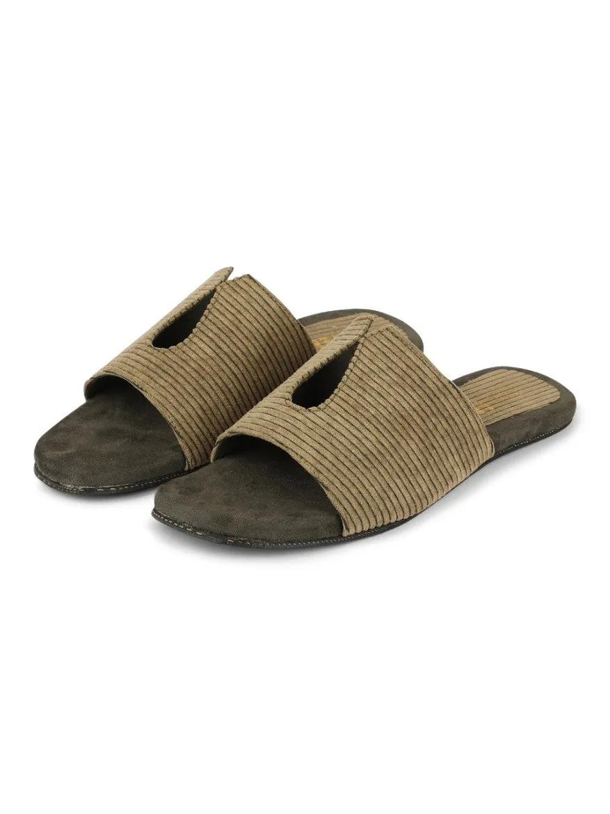 Paaduks Riri Cloak Corduroy Slides for Men (Army Green)