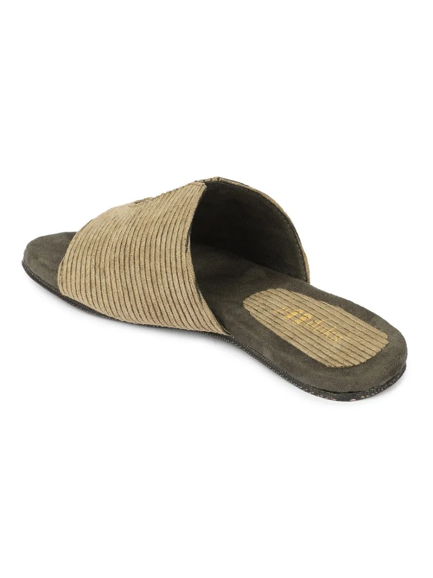 Paaduks Riri Cloak Corduroy Slides for Men (Army Green)