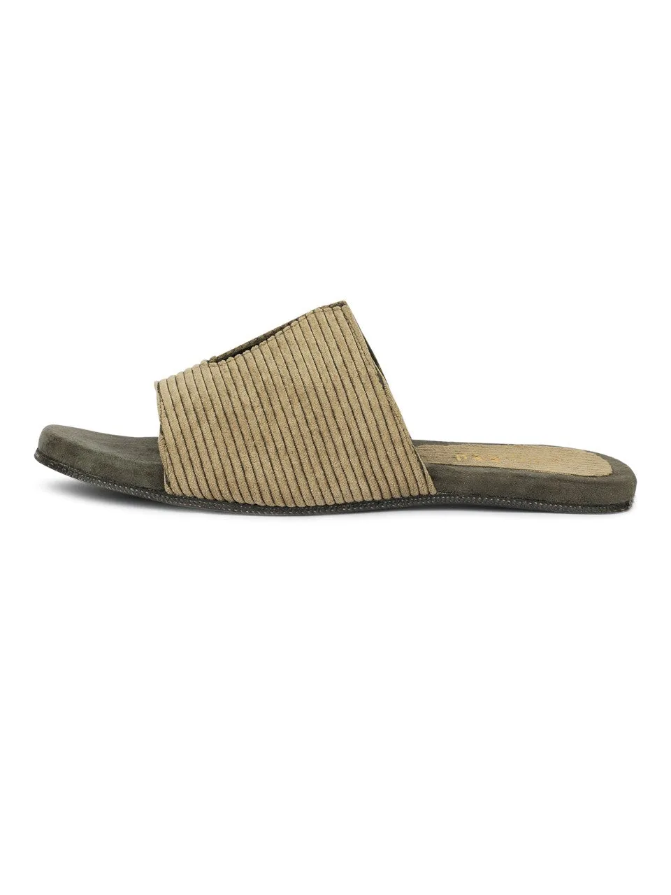 Paaduks Riri Cloak Corduroy Slides for Men (Army Green)