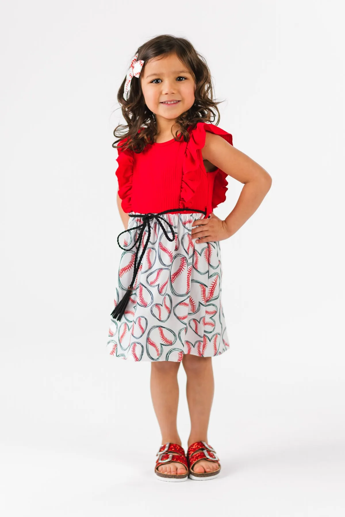 Red & White Baseball Heart Dress