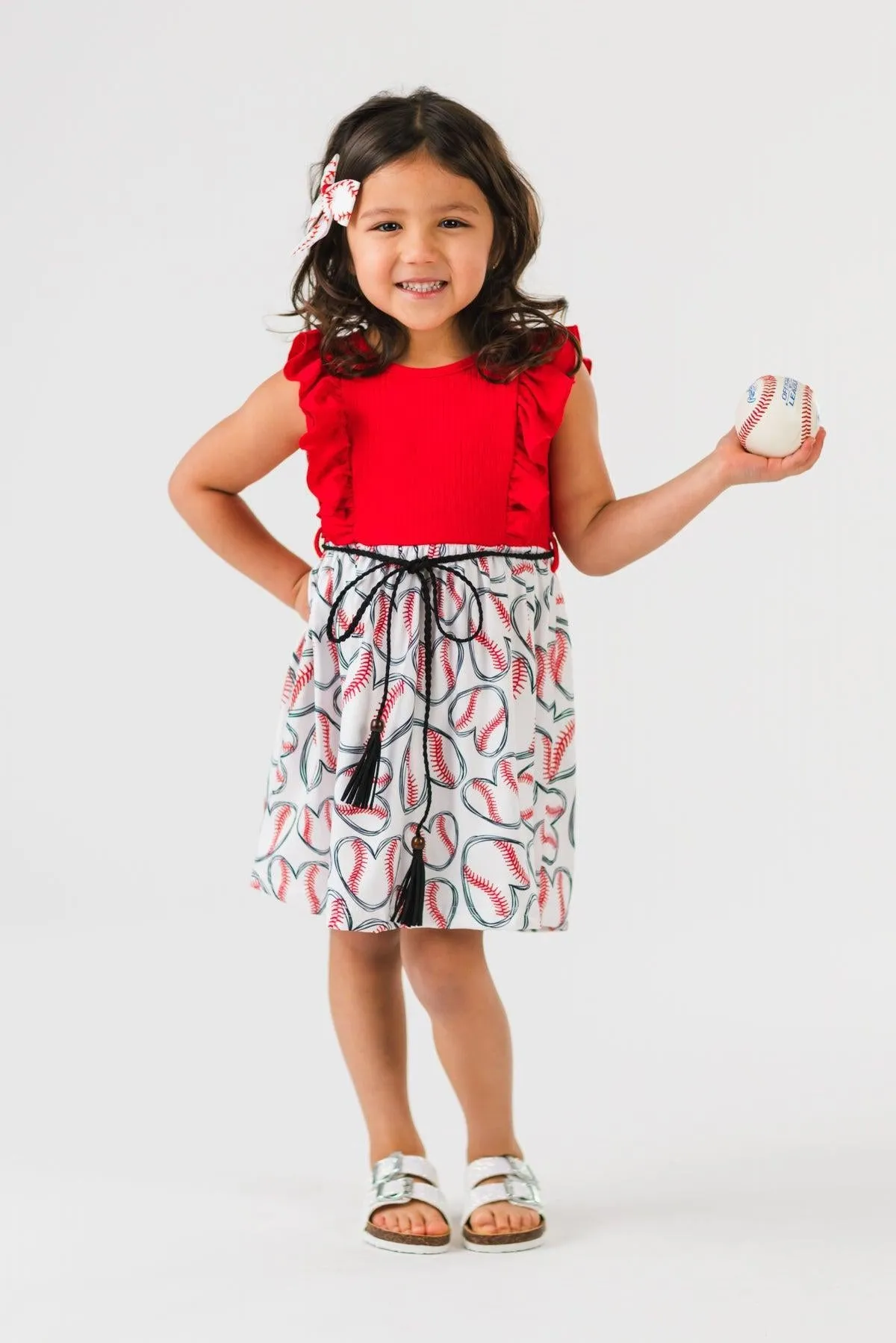 Red & White Baseball Heart Dress