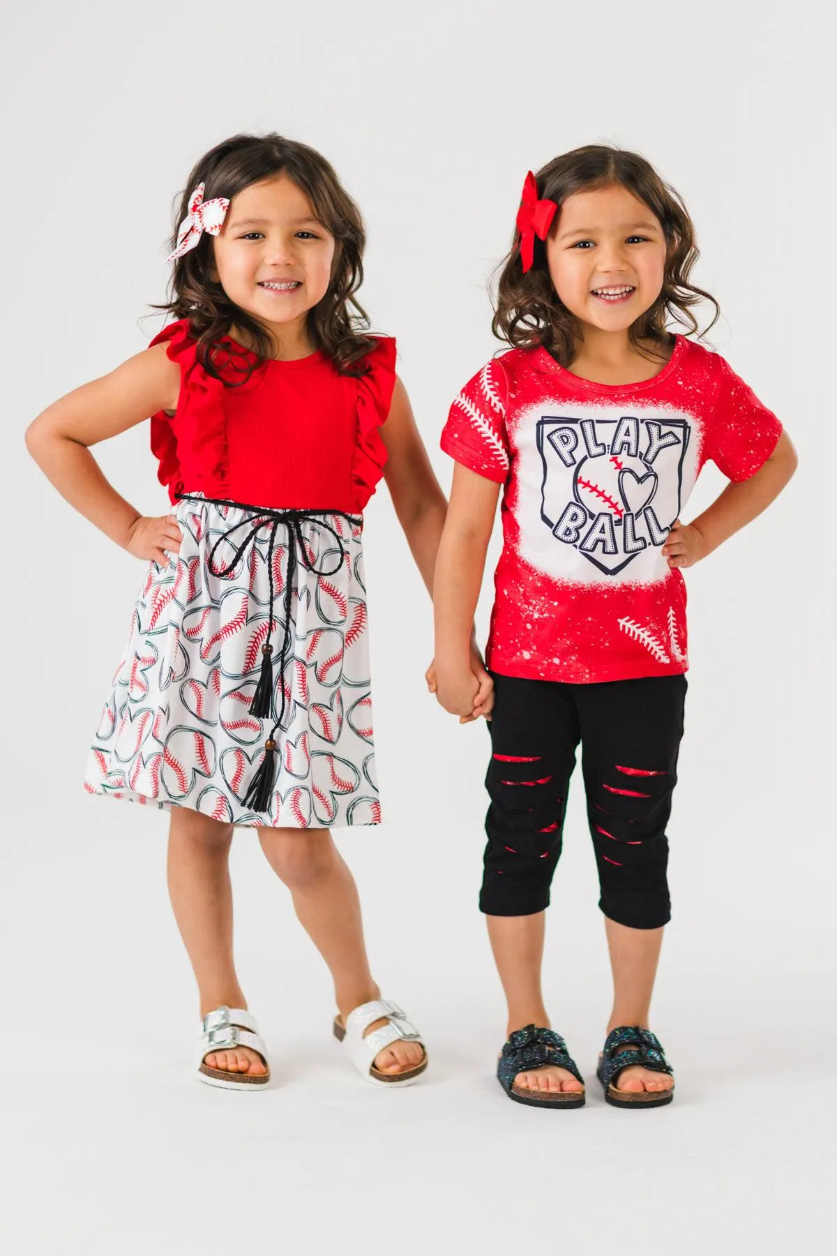 Red & White Baseball Heart Dress