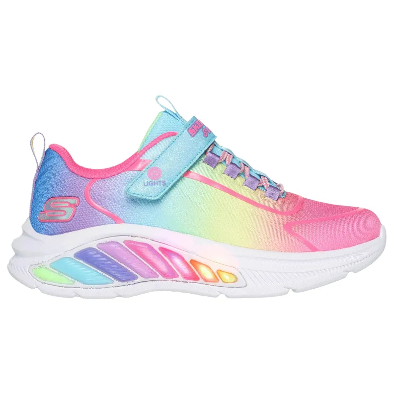 Skechers Girls Trainer S Lights Rainbow Cruisers Turquoise/Multi