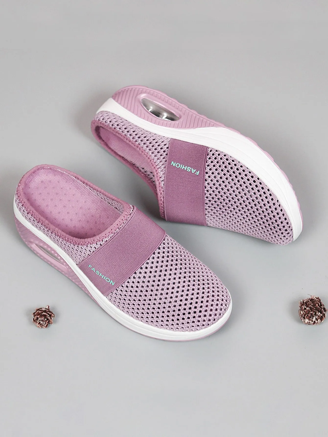 Sporty Sneakers For Women, Letter Graphic Mesh Panel Mule Sneakers