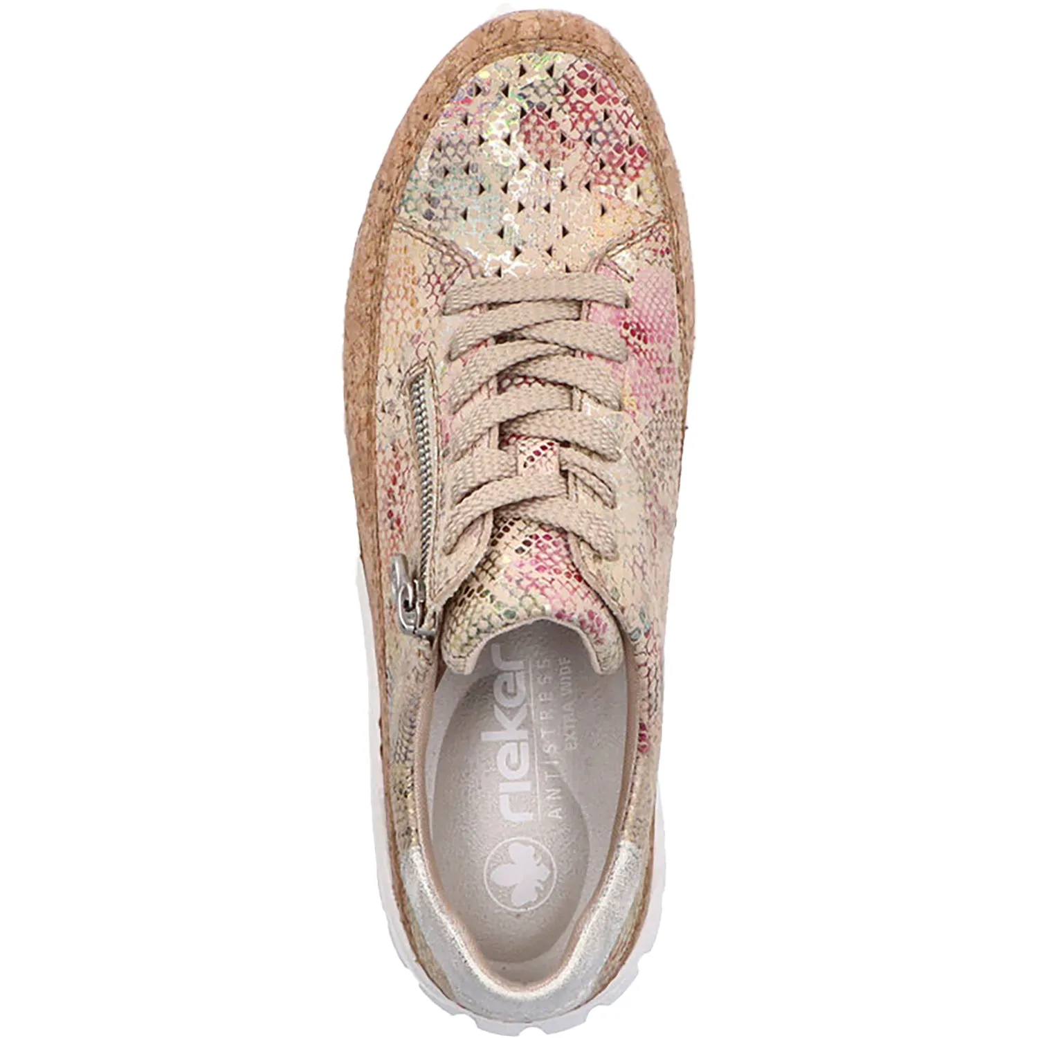 Women's Rieker N1315-90 Beige/Gold Multi Leather