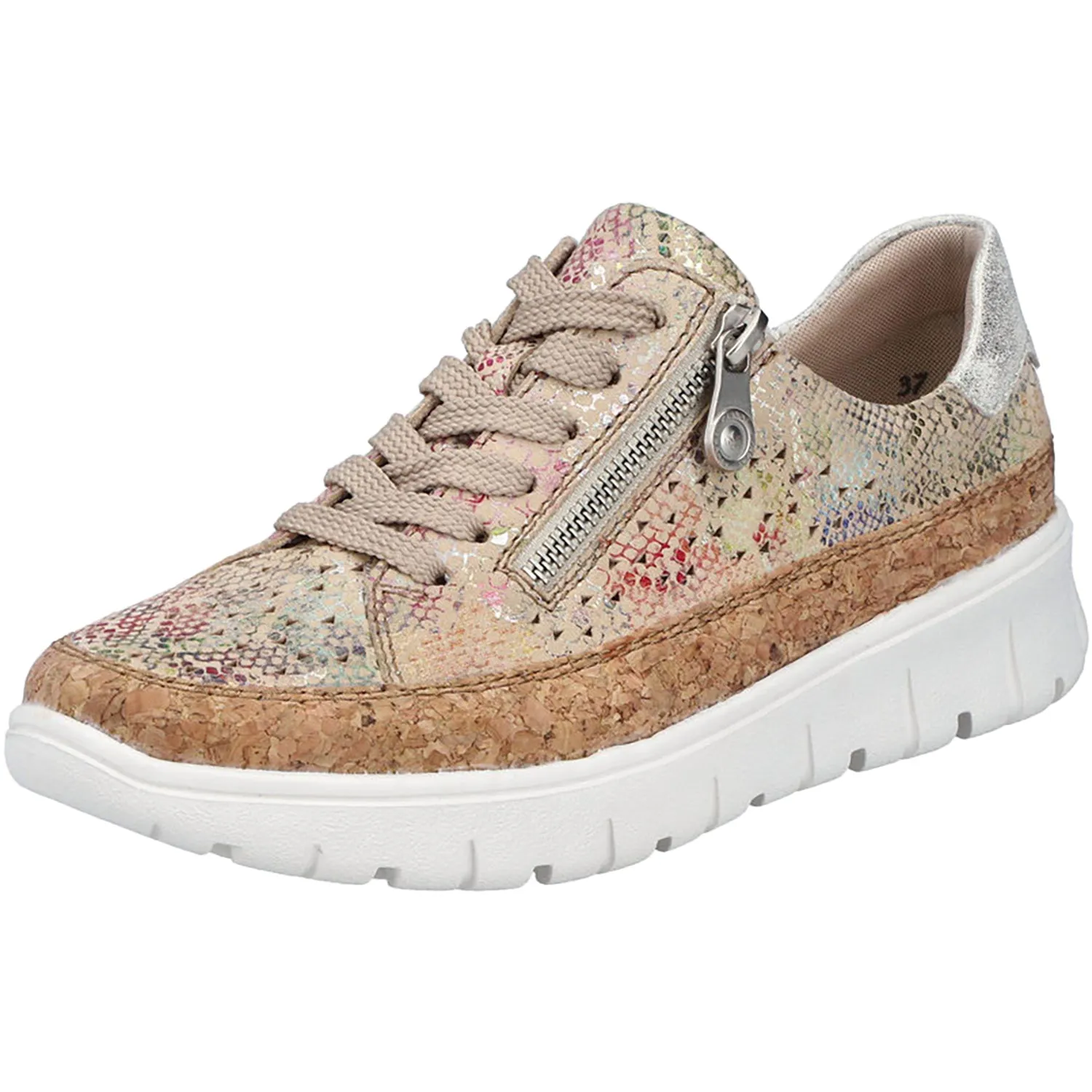 Women's Rieker N1315-90 Beige/Gold Multi Leather