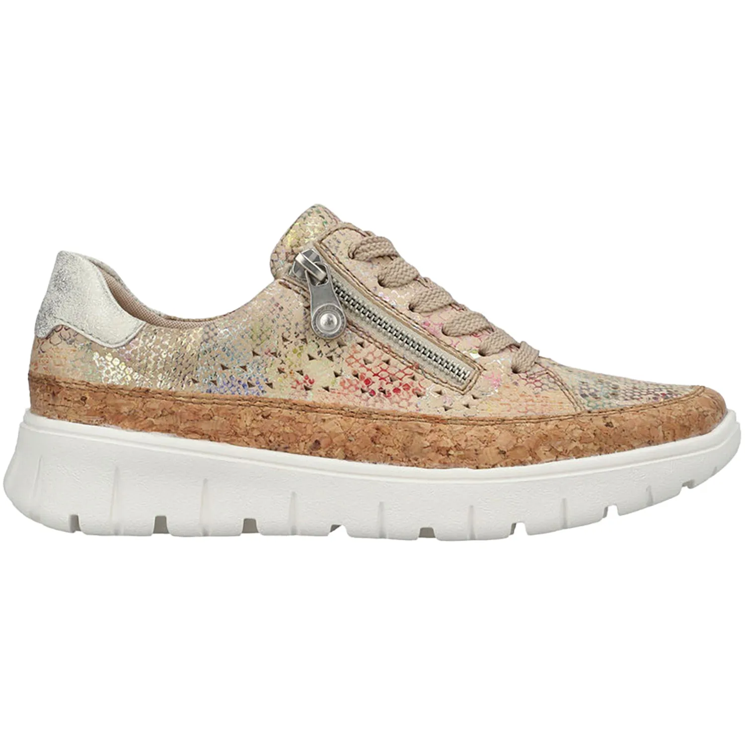 Women's Rieker N1315-90 Beige/Gold Multi Leather
