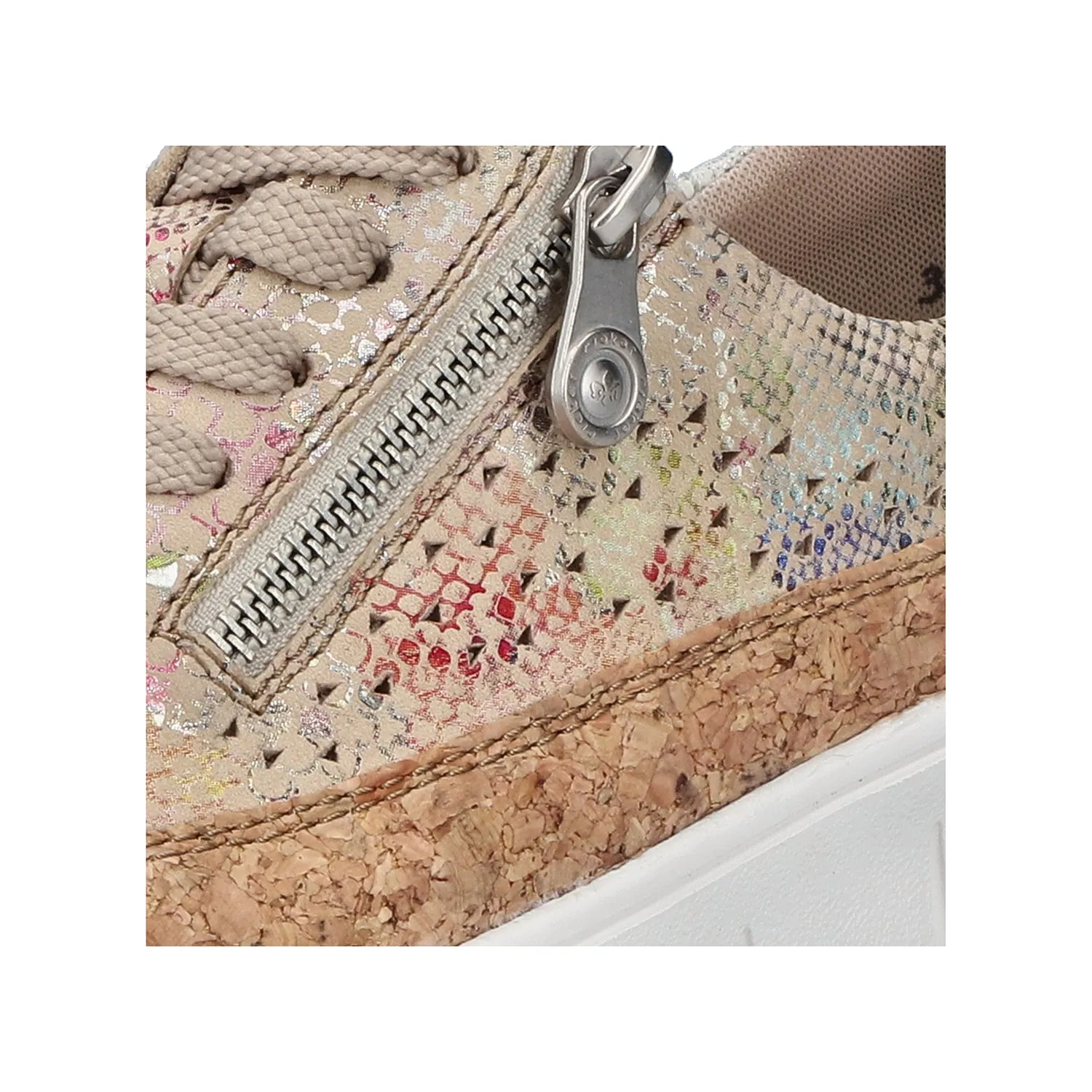 Women's Rieker N1315-90 Beige/Gold Multi Leather